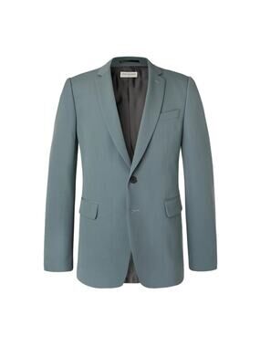 Dries Van Noten Slate-Blue Wool-Blend Blazer Suit Jacket